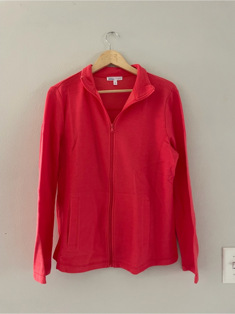 Talbots Hello Saturday Red/Pink Full-Zip Sweater